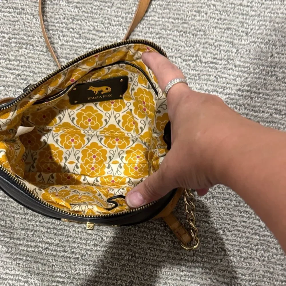 Emma Fox Elegant Black and Tan Crossbody Bag